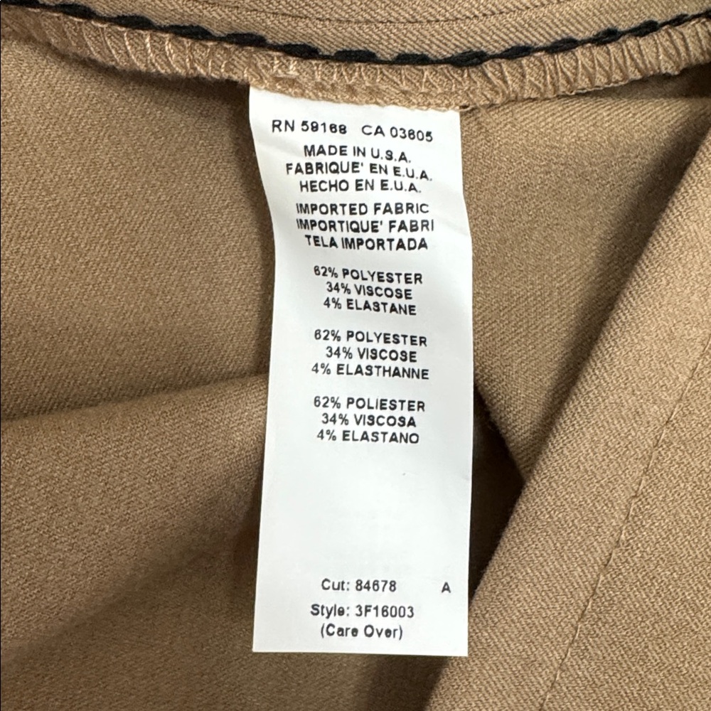 Fifteen Twenty Tailored Claire Saddle Stitch Midi Pencil Skirt Tan Khaki size 4 - Picture 11 of 11